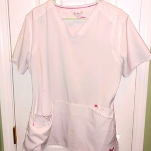 White scrub top